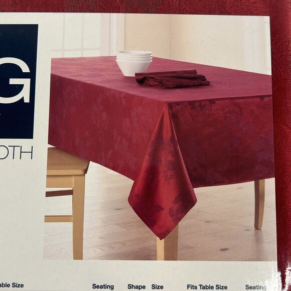 The Big One Tablecloth Solid Red Poinsettia 60x84 Christmas Holiday Cotton Blend - Picture 4 of 7